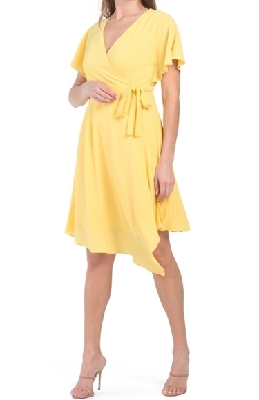 𝅺maggy London Side Pleated Bodice Overlap Dress - Picture 1 of 5